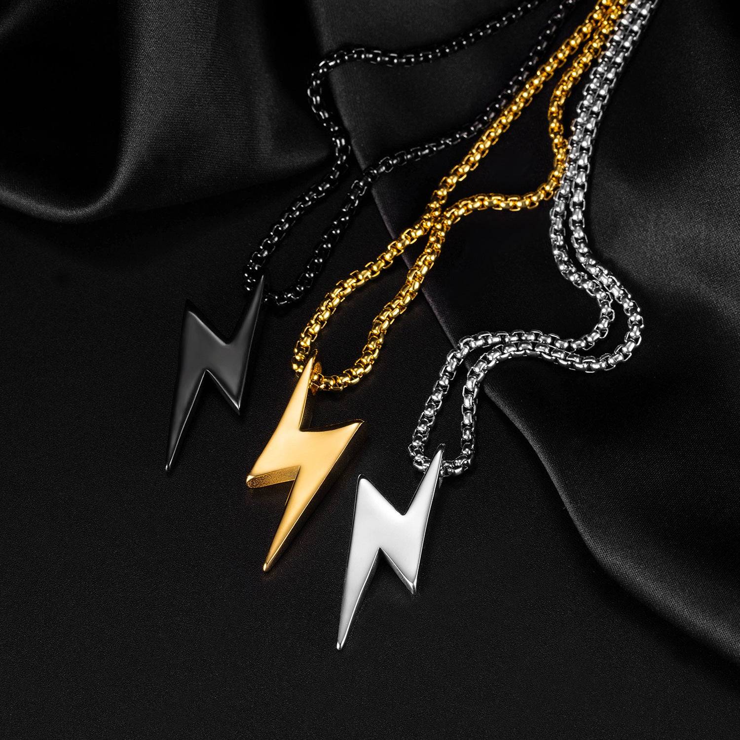 Wholesale Creative Lightning Titanium Steel Men's Necklace